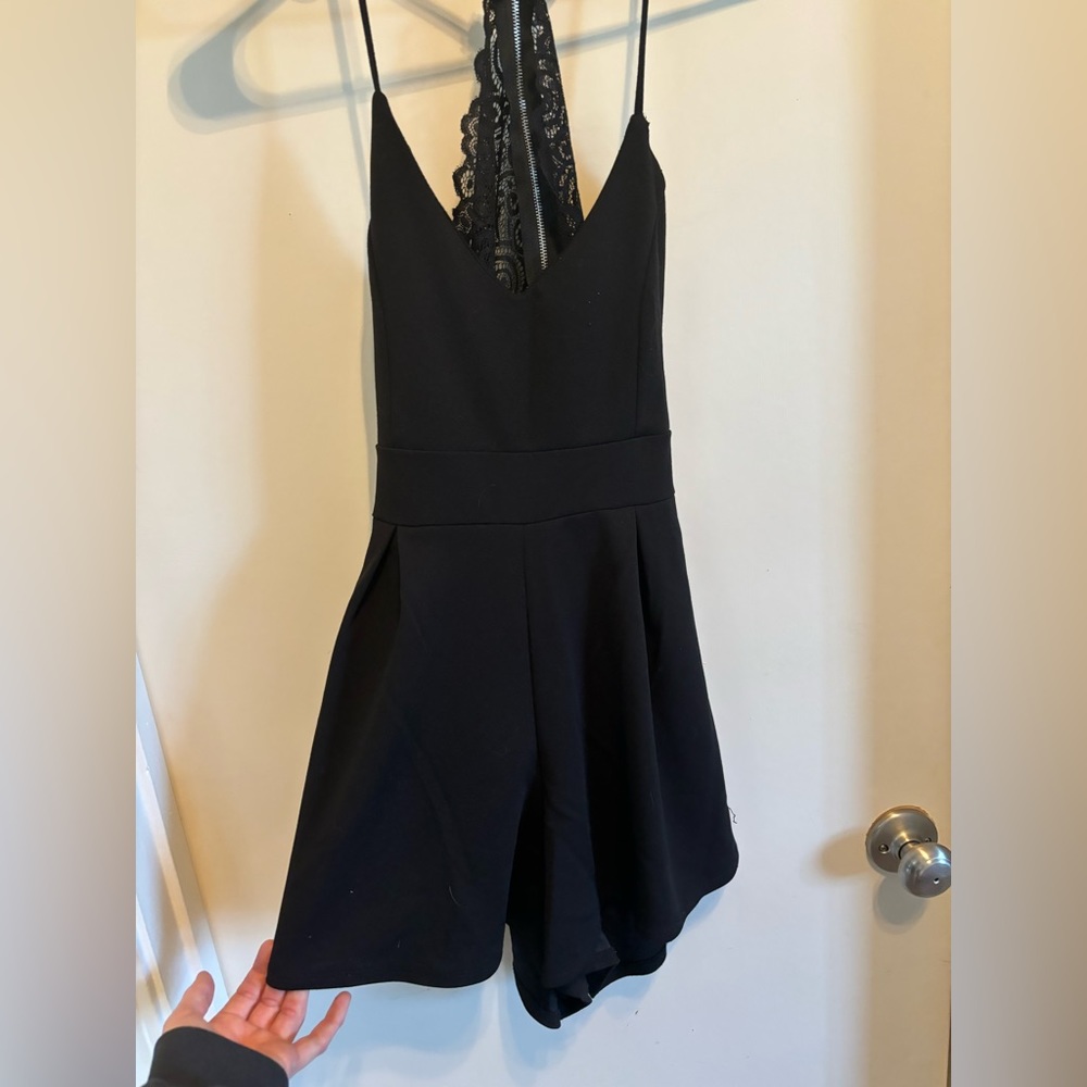 Windsor Black Lace Open Back Romper